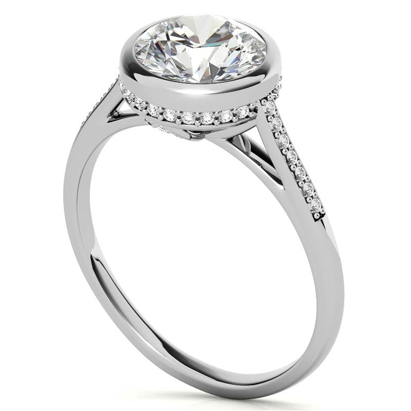 Round Petite Bezel Moissanite Engagement Ring