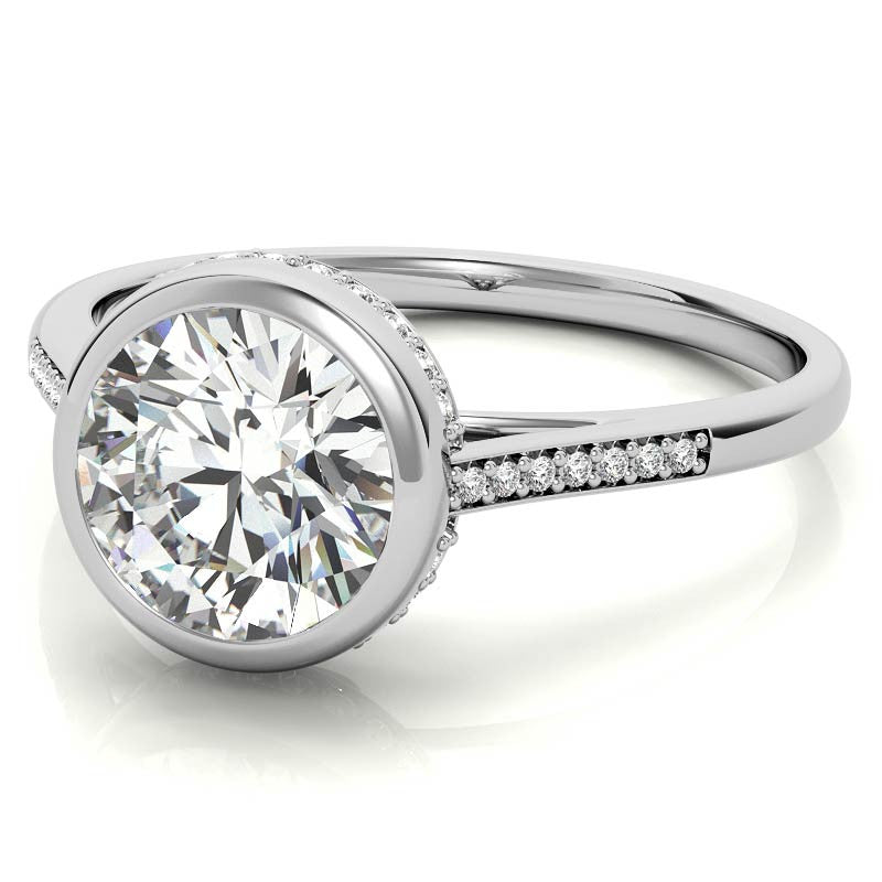 Round Petite Bezel Moissanite Engagement Ring