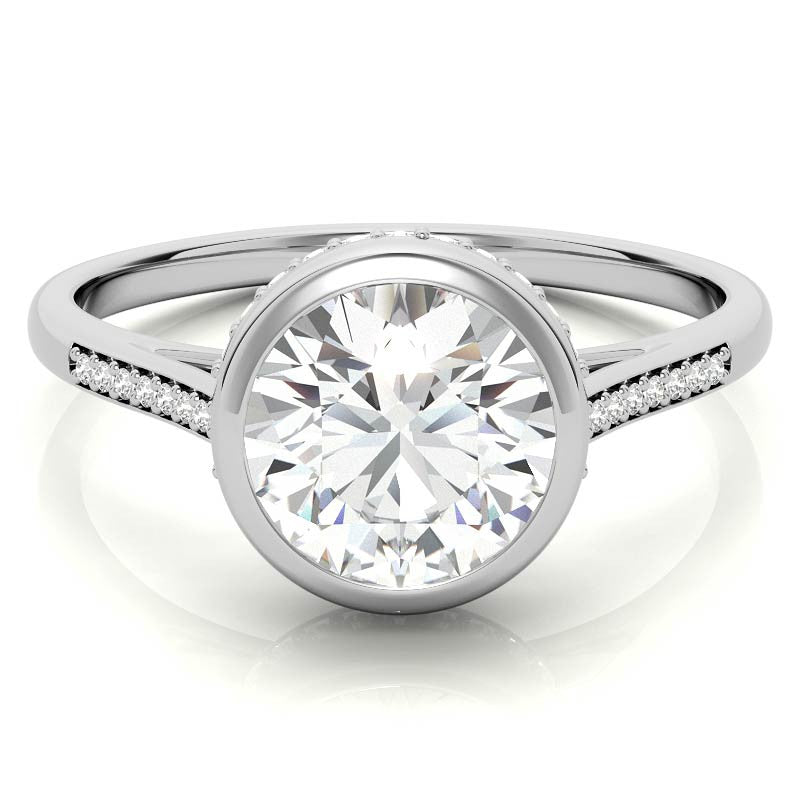 Round Petite Bezel Moissanite Engagement Ring