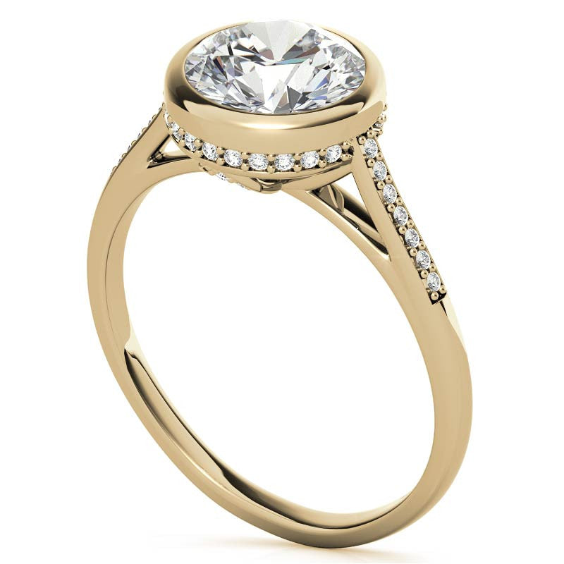 Round Petite Bezel Moissanite Engagement Ring