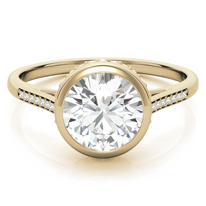 Round Petite Bezel Moissanite Engagement Ring