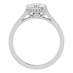 Petite Bezel Emerald cut & Diamond Moissanite Engagement Ring