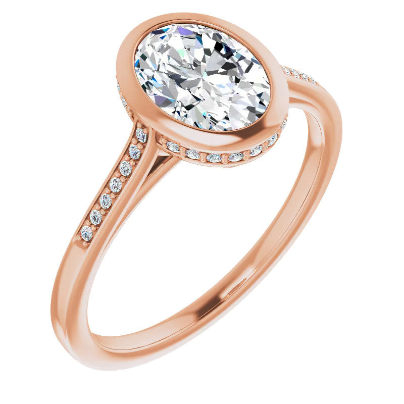 Oval Moissanite Petite Bezel Engagement Ring