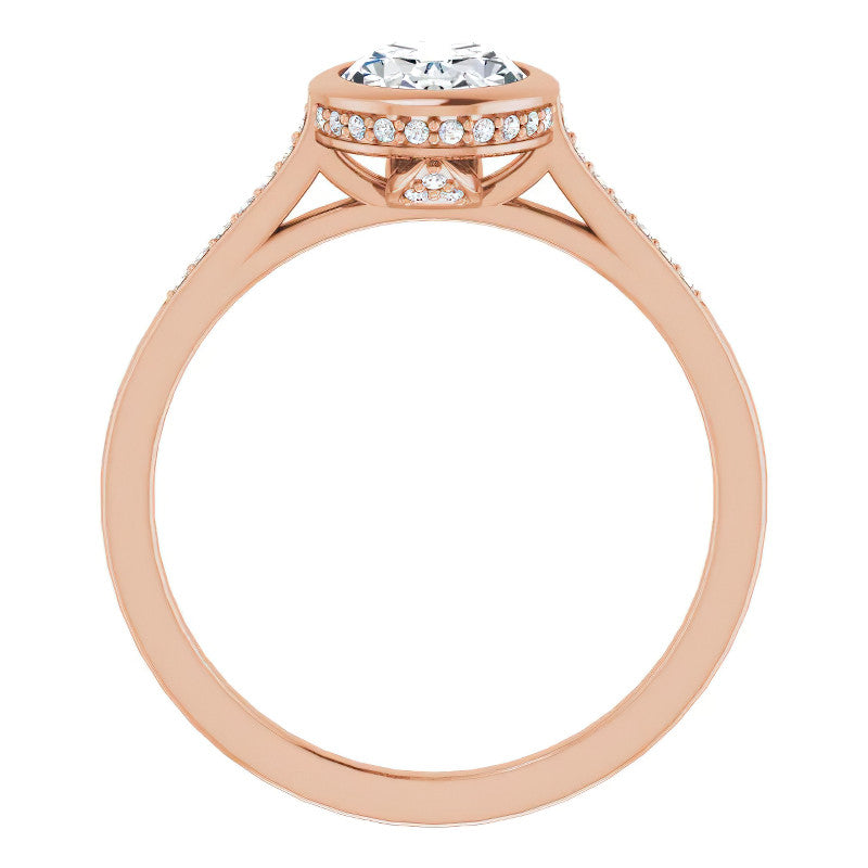 Oval Moissanite Petite Bezel Engagement Ring