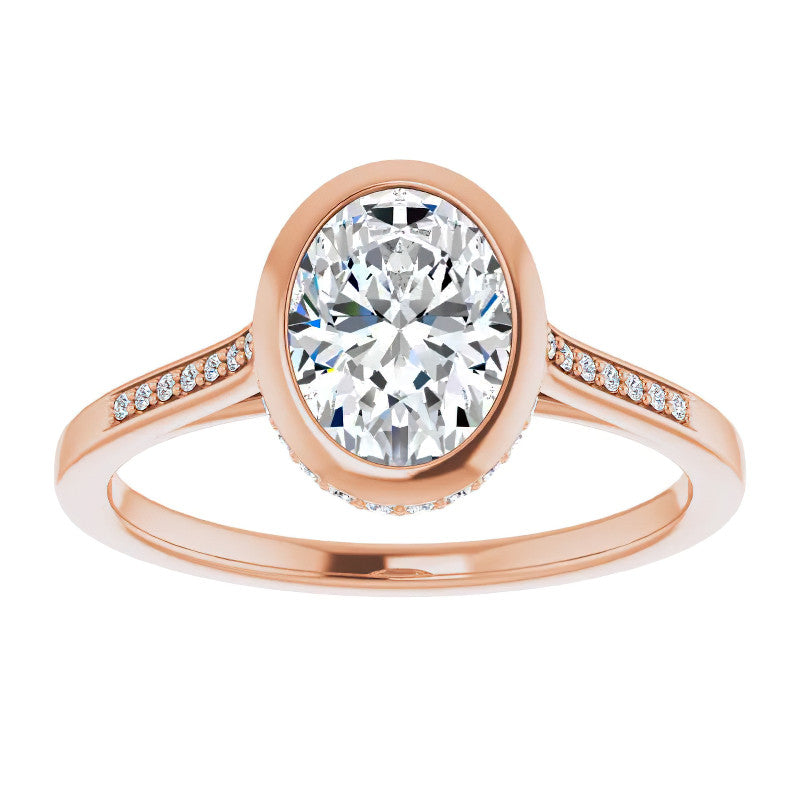 Oval Moissanite Petite Bezel Engagement Ring
