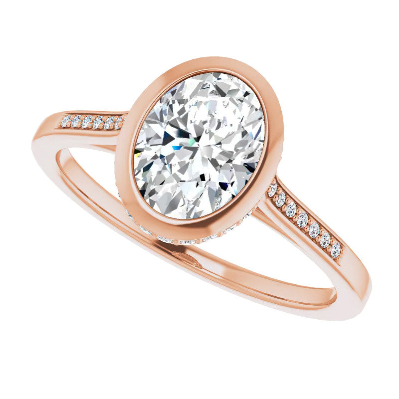 Oval Moissanite Petite Bezel Engagement Ring