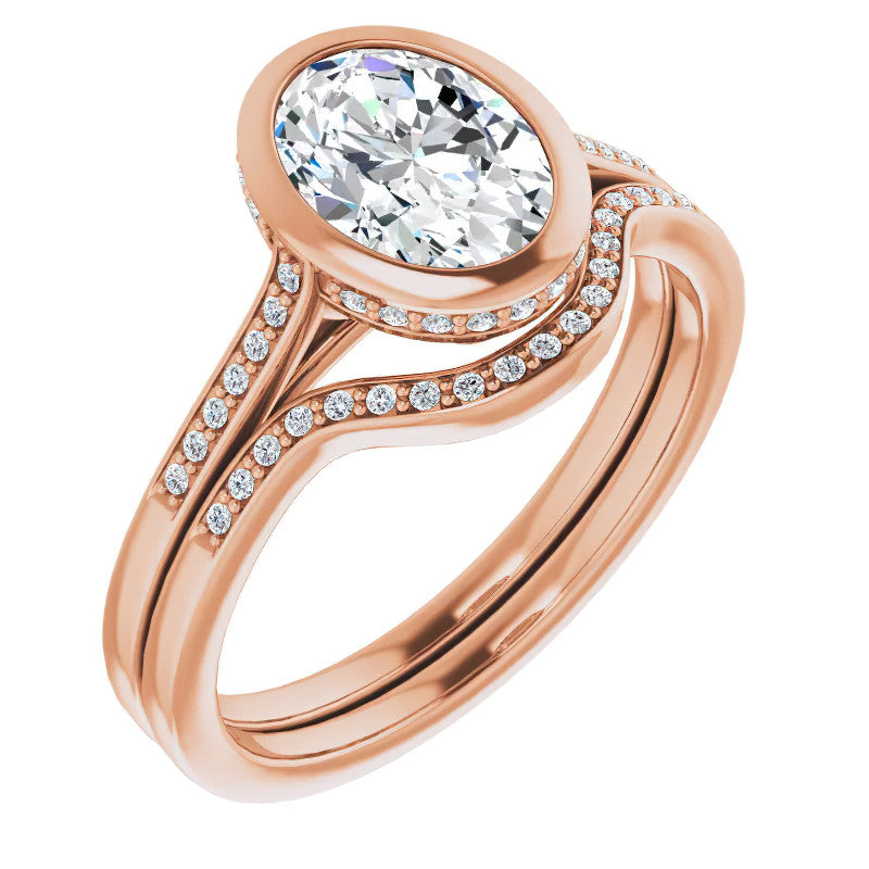 Oval Moissanite Petite Bezel Engagement Ring