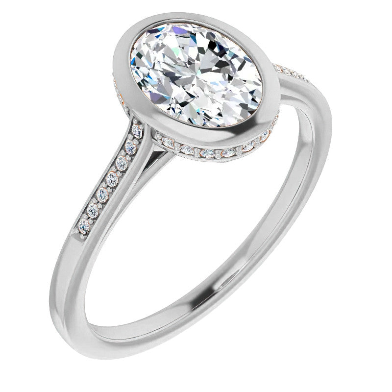 Oval Moissanite Petite Bezel Engagement Ring