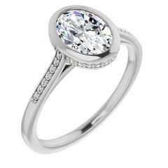 Oval Moissanite Petite Bezel Engagement Ring