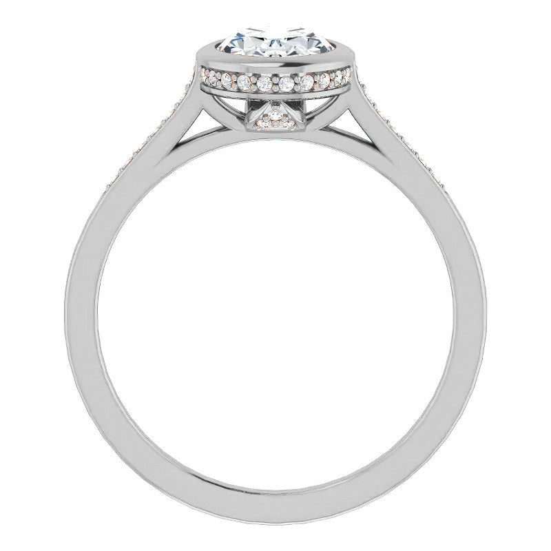Oval Moissanite Petite Bezel Engagement Ring