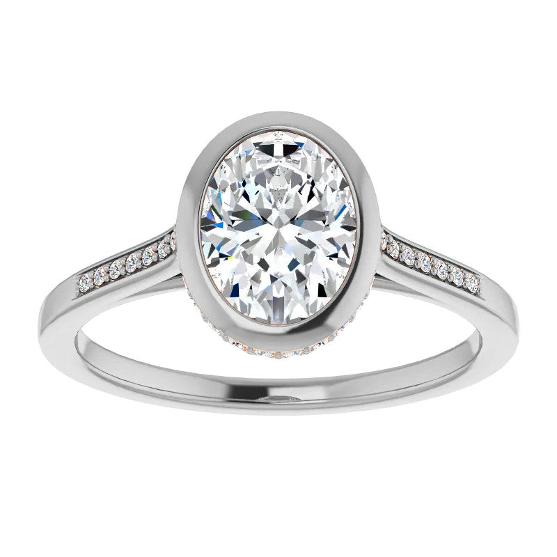 Oval Moissanite Petite Bezel Engagement Ring