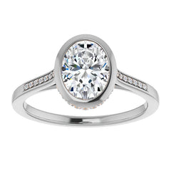 Oval Moissanite Petite Bezel Engagement Ring