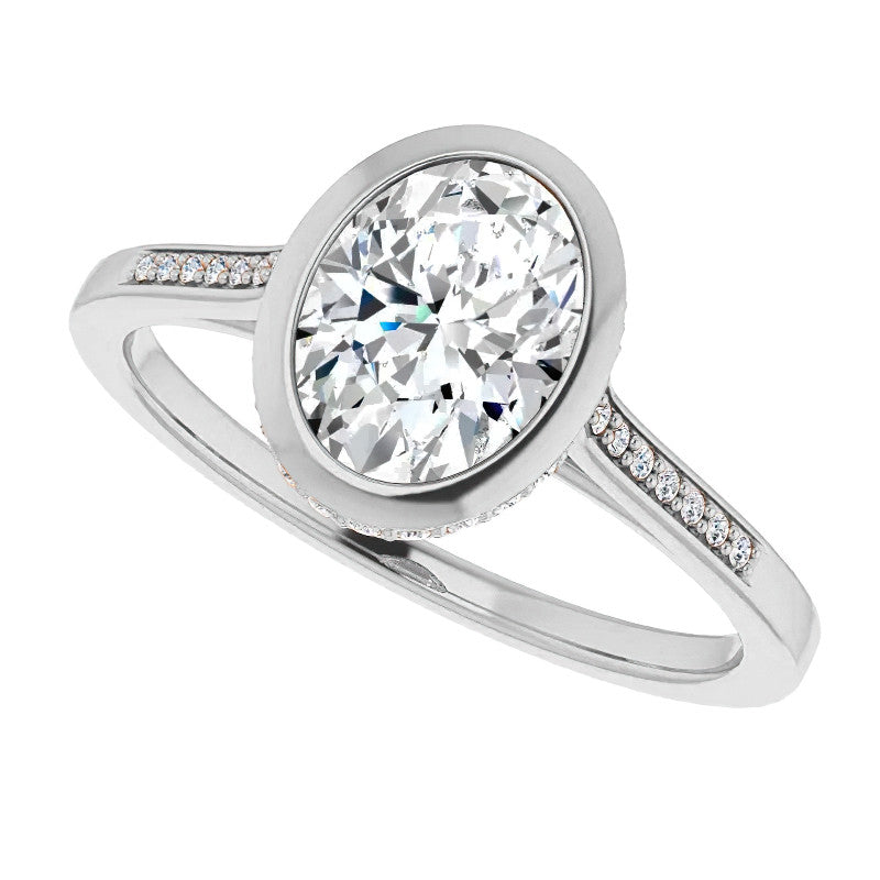 Oval Moissanite Petite Bezel Engagement Ring