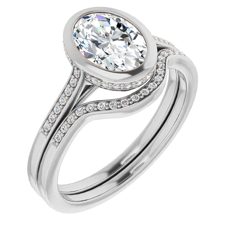 Oval Moissanite Petite Bezel Engagement Ring