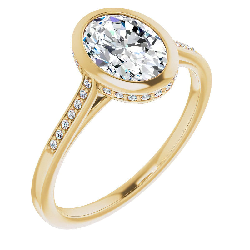 Oval Moissanite Petite Bezel Engagement Ring