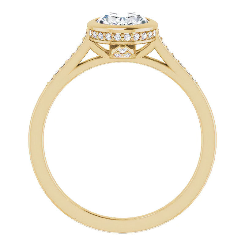Oval Moissanite Petite Bezel Engagement Ring