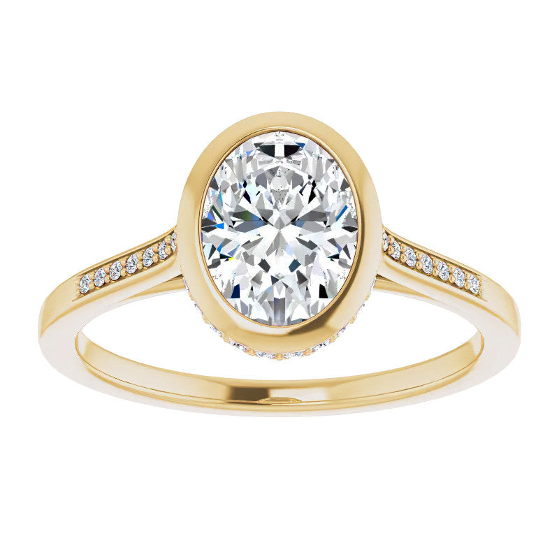 Oval Moissanite Petite Bezel Engagement Ring