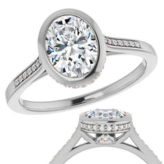 Oval Moissanite Petite Bezel Engagement Ring