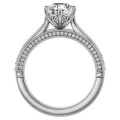 Round Scroll Milgrain Moissanite Engagement Ring