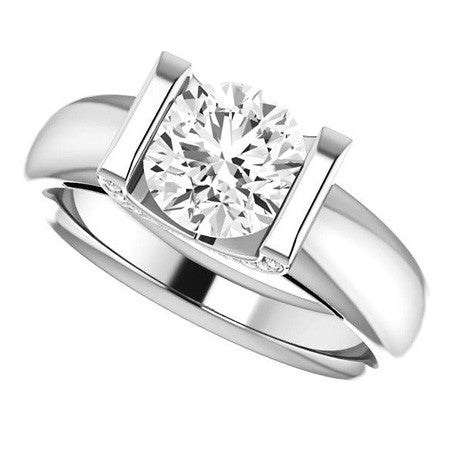 Round Modern Moissanite Engagement Ring