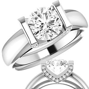 Round Modern Moissanite Engagement Ring