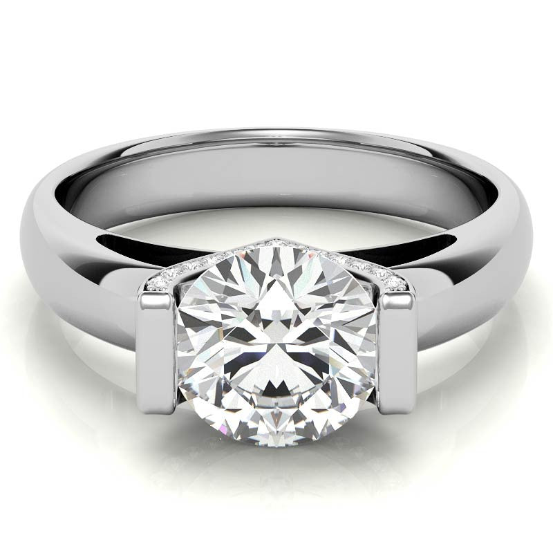 Round Modern Moissanite Engagement Ring