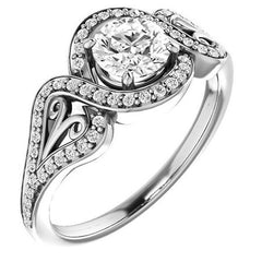 Round Split Shank Halo Moissanite Engagement Ring