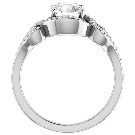 Round Split Shank Halo Moissanite Engagement Ring