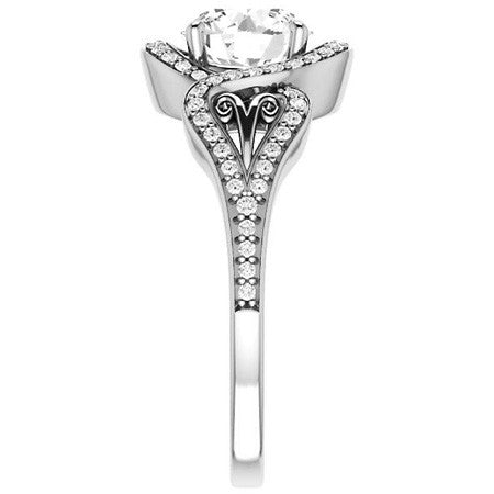 Round Split Shank Halo Moissanite Engagement Ring