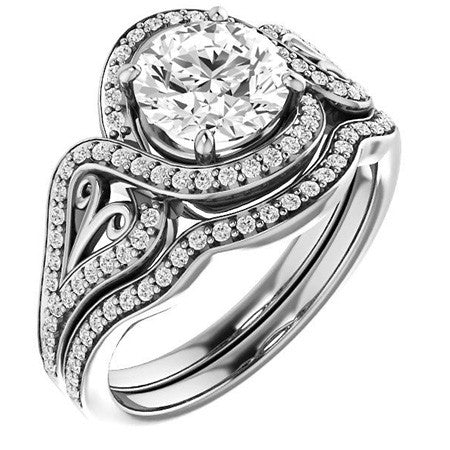 Round Split Shank Halo Moissanite Engagement Ring
