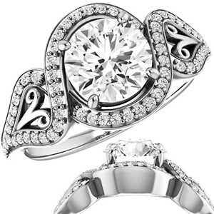 Round Split Shank Halo Moissanite Engagement Ring