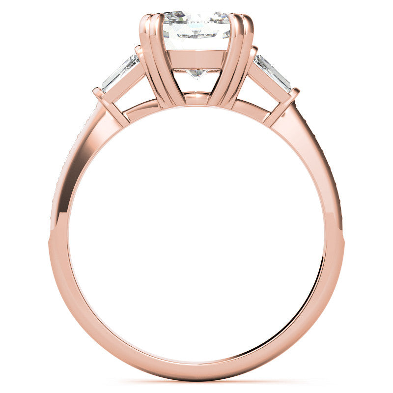 Cushion Moissanite & Diamond Baguette Engagement Ring