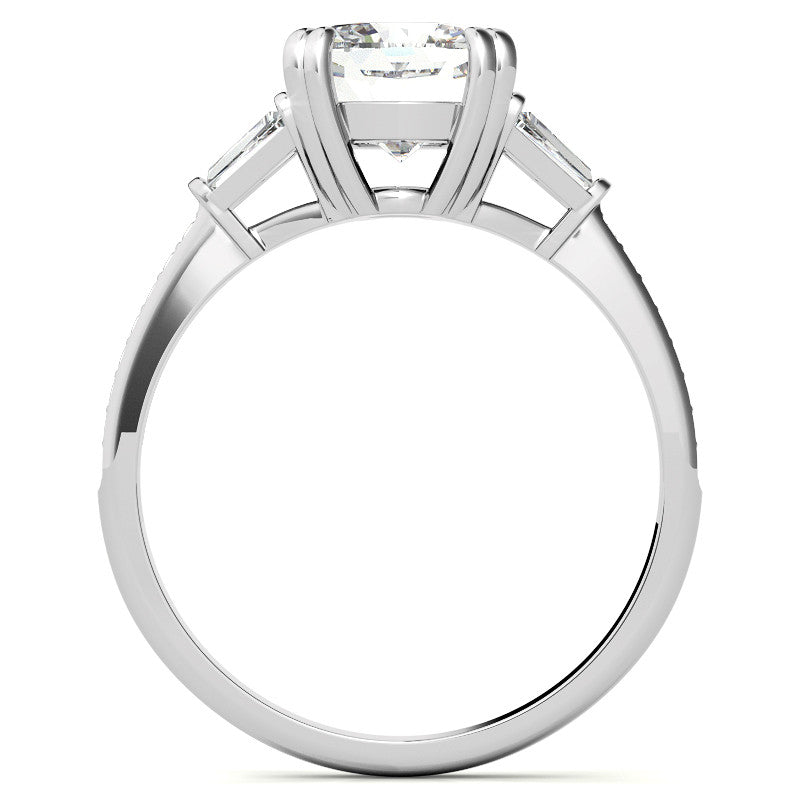 Cushion Moissanite & Diamond Baguette Engagement Ring