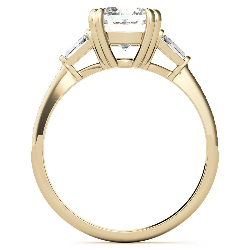 Cushion Moissanite & Diamond Baguette Engagement Ring