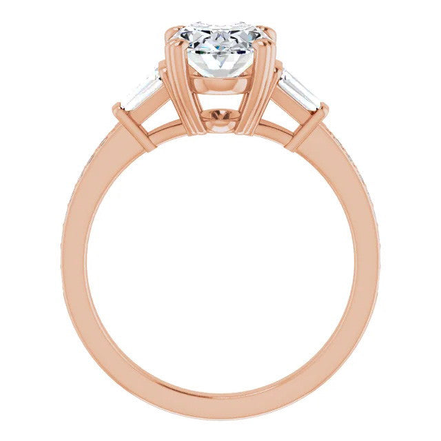 Oval Moissanite Baguette Engagement Ring