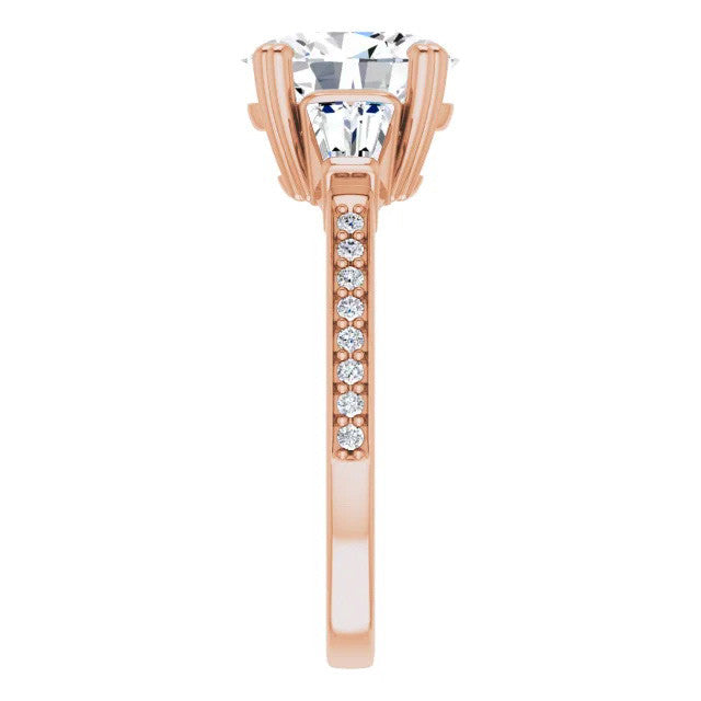 Oval Moissanite Baguette Engagement Ring