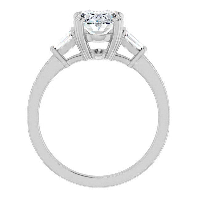 Oval Moissanite Baguette Engagement Ring