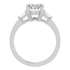 Oval Moissanite Baguette Engagement Ring
