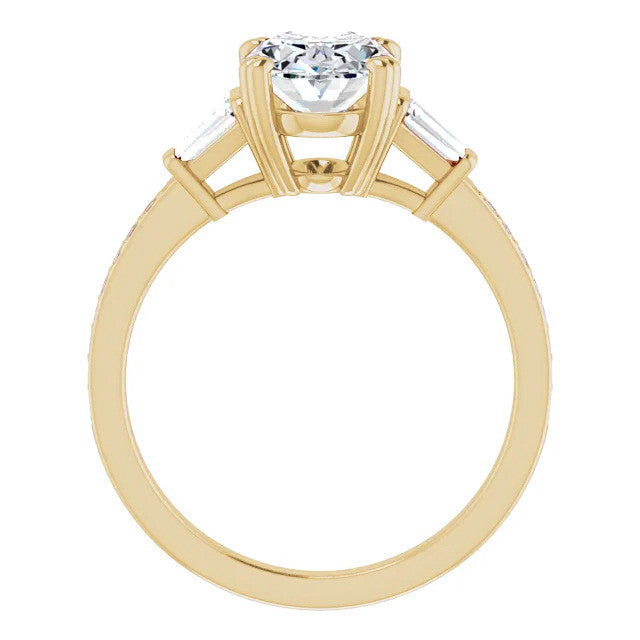 Oval Moissanite Baguette Engagement Ring