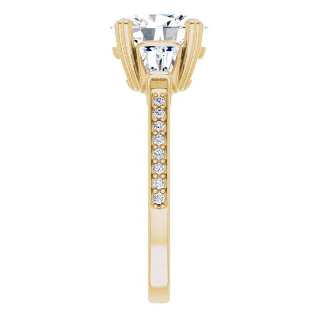 Oval Moissanite Baguette Engagement Ring