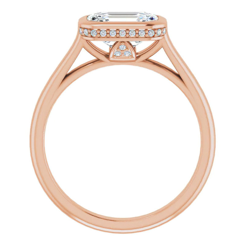 Emerald cut Moissanite Bezel Engagement Ring