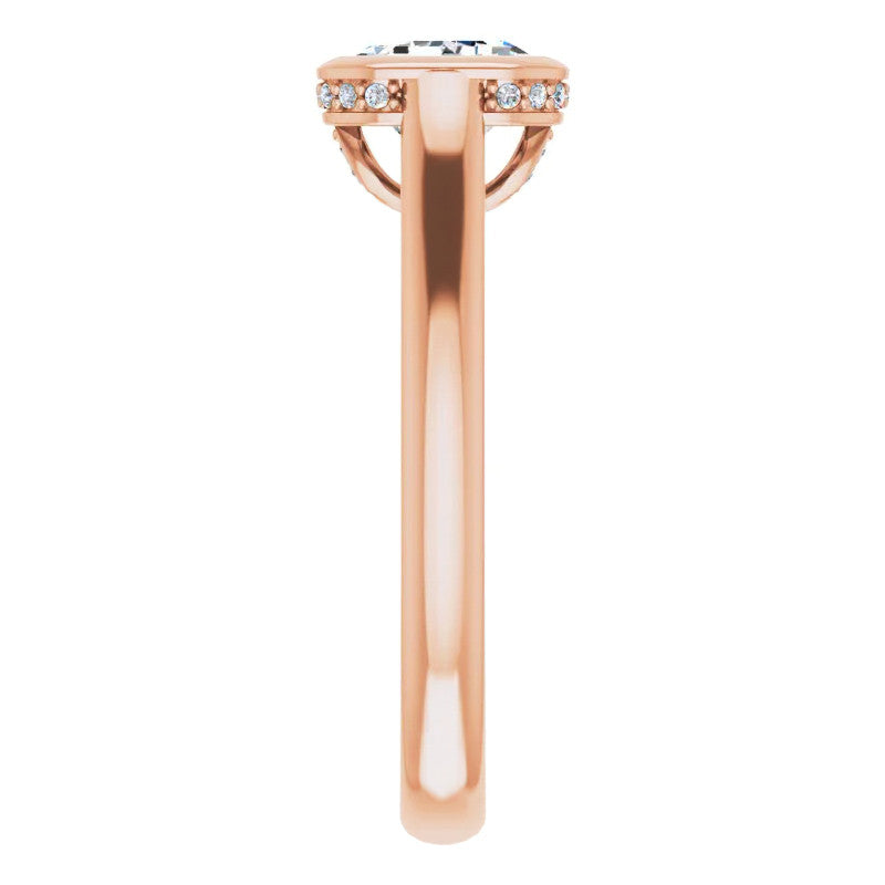 Emerald cut Moissanite Bezel Engagement Ring