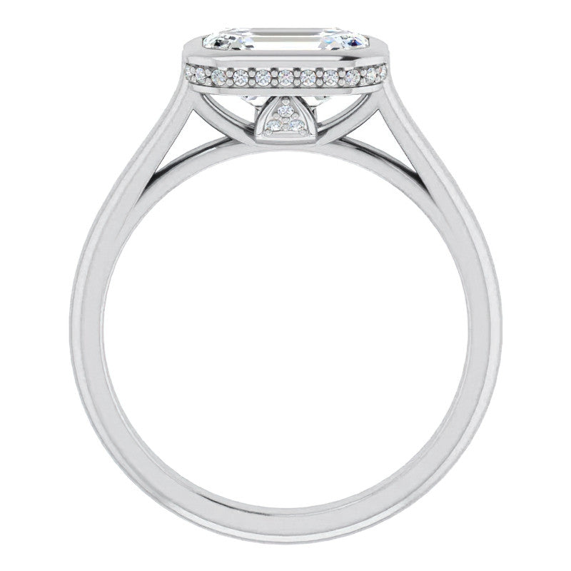 Emerald cut Moissanite Bezel Engagement Ring