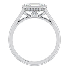 Emerald cut Moissanite Bezel Engagement Ring