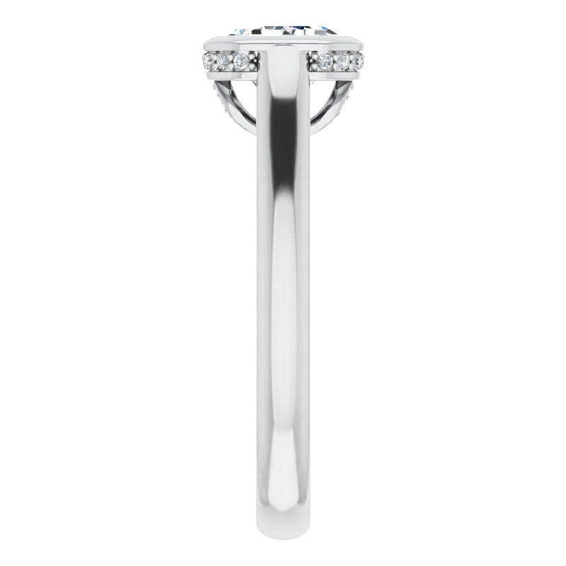 Emerald cut Moissanite Bezel Engagement Ring