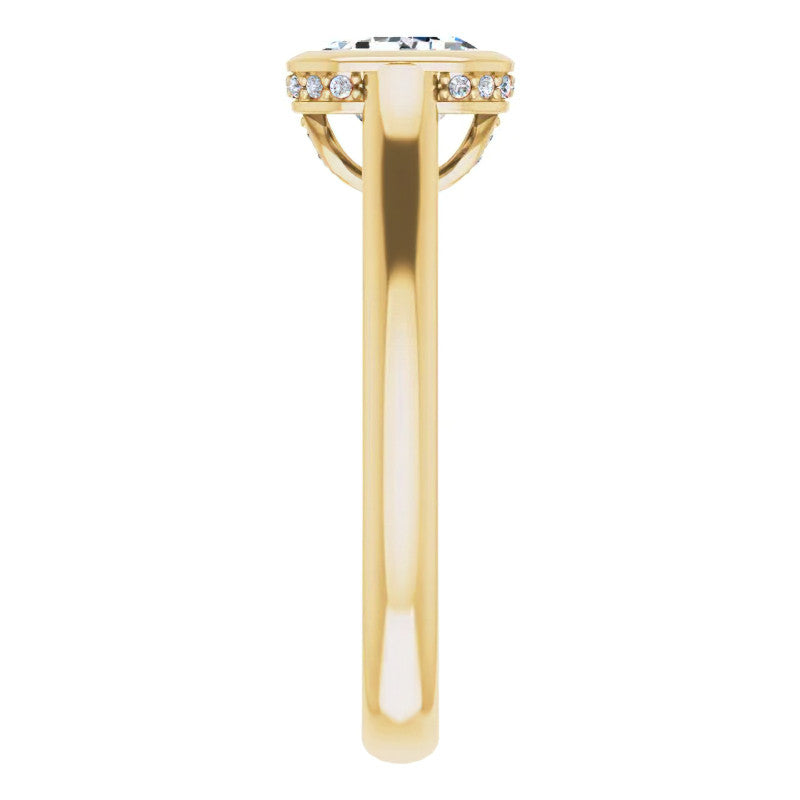 Emerald cut Moissanite Bezel Engagement Ring