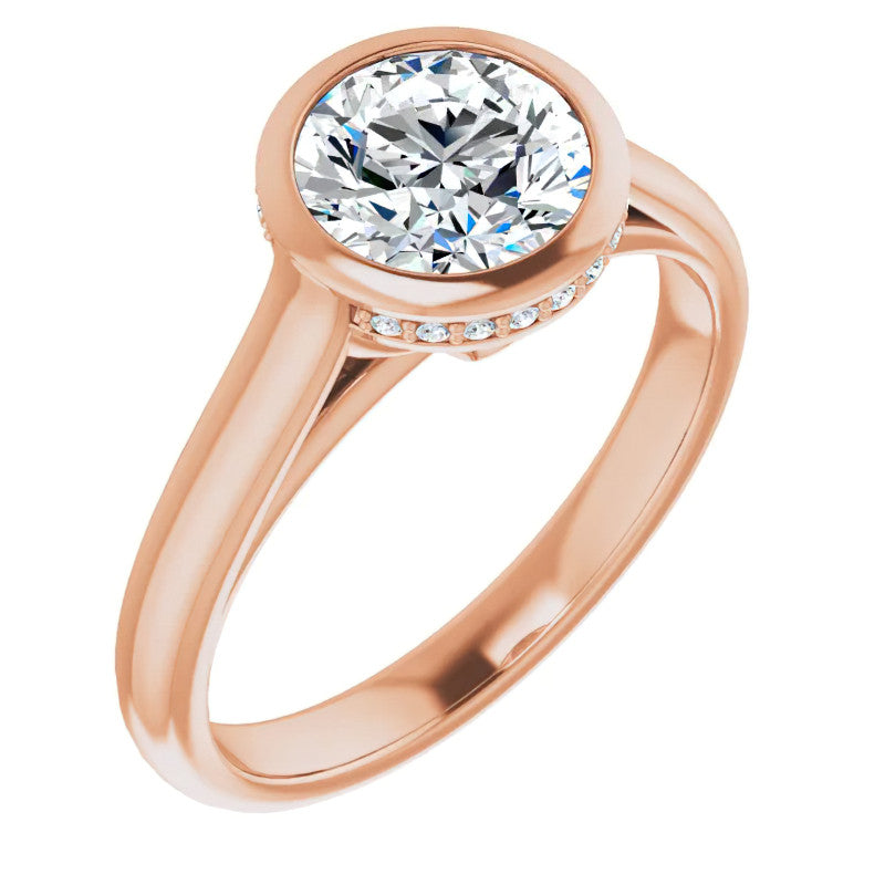 Round Bezel Moissanite Engagement Ring
