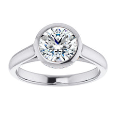 Round Bezel Moissanite Engagement Ring