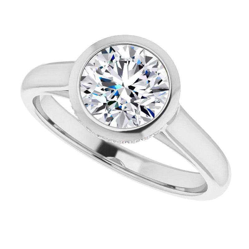 Round Bezel Moissanite Engagement Ring