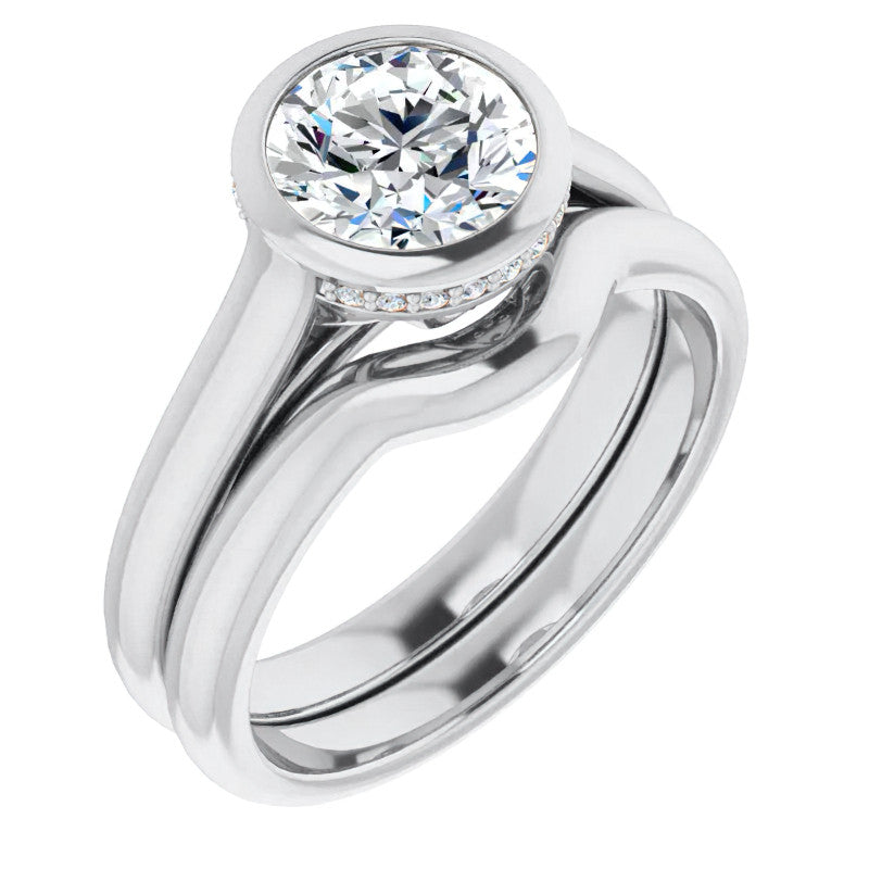 Round Bezel Moissanite Engagement Ring
